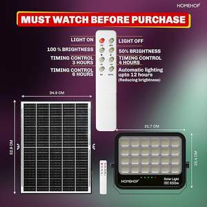 Lampe solaire Homehop pour extérieur, 650 watts, automatique, étanche, sans fil, pour jardin, balcon, allée, pelouse et terrasse - Product Image 2