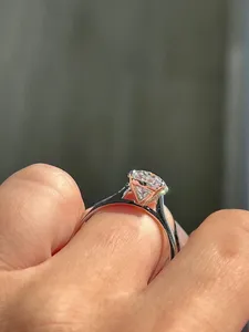 Moissanite Engagement <b>Ring</b> 925 Sterling <b>Silver</b> Oval Cut <b>Solitaire</b> <b>Ring</b> D Color VVS1 Wedding <b>Ring</b> Women Fine Jewelry - Product Image 4