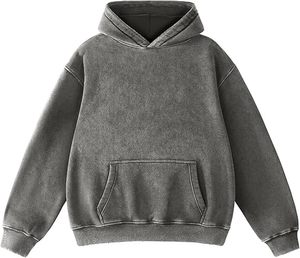 Loose Fit 100% Cotton Acid Wash Hoodies Vintage Streetwear Heavyweight Oversized Unisex Pullover Blank Tops - Product Image 1