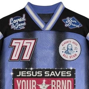 Maillot de football personnalisé à col en V surdimensionné pour votre marque, manches courtes, en maille polyester respirante, séchage rapide, impression numérique, style streetwear - Product Image 4