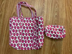 Handcrafted Block Printed Cotton Quilted Tote Bag with Matching Zipper Pouch for Everyday Travel, Shopping, Office & Casual Use - Product Image 2