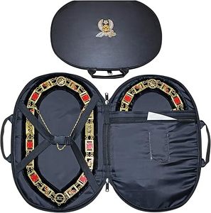 Étui de transport pour collier de maçon Shriner de qualité supérieure, noir (brodé à la main) avec emblème – Conception améliorée, sac de transport pour franc-maçon - Product Image 1