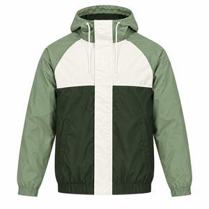 Veste coupe-vent légère à capuche pour homme, style color block, fermeture éclair, sportive, pour l'automne, résistante au vent - Product Image 1