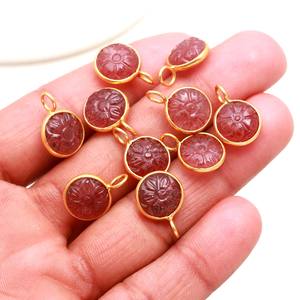 Colgante de cuarzo rosa natural tallado a mano con forma de flor, piedra preciosa de cuarzo rosa en plata de ley 925 para joyería. - Product Image 4