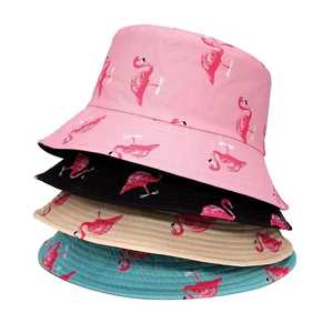 Unisex Bucket <b>Hat</b> <b>Flamingo</b> Print Beige Black Casual Spring Summer Beach Polyester Canvas Adult <b>Hat</b> - Product Image 6