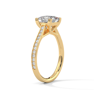 Princess Cut Claw Setting Engagement <b>Ring</b> Made From 14k Yellow Gold Solitaire Band <b>Dainty</b> Minimalist Lab Grown Diamond Jewelry - Product Image 2