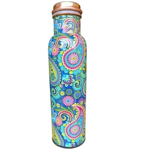Sustainable Quality Antique Design Enamel <b>Sticker</b> Printed Copper Bottle Water Bottle Kitchenware Water Storage Bottle - Product Image 6