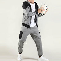 Ensemble de survêtement décontracté pour homme, respirant, grande taille, écologique, à capuche, motif uni, idéal pour le sport en plein air au printemps, entraînement, qualité supérieure