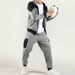 Ensemble de survêtement décontracté pour homme respirant à capuche avec motif uni pour les sports et l'entraînement en plein air au printemps, qualité supérieure - Product Image 5