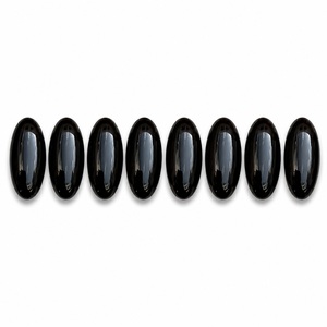 Onyx noir naturel de haute qualité certifié par une tierce partie, cabochon calibré à coupe ovale, taille personnalisable, pierres précieuses en vrac à dos plat - Product Image 1