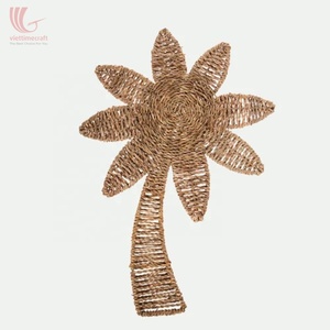 Summer Vibe Natural Seagrass Woven Palm Tree <b>Wall</b> Hanging Decor, Tropical Seagrass <b>Flower</b> <b>Wall</b> Art Wholesale - Product Image 1