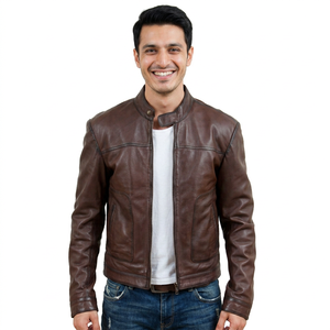 New Winter Genuine Leather <b>Jacket</b> for <b>Men</b>-Breathable <b>Sherpa</b> Lining-Fur Trim-Modern Streetwear-Cold Weather Ready - Product Image 1