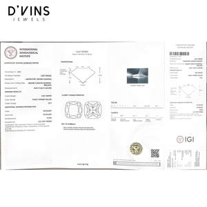 Diamant de laboratoire CVD jaune vif fantaisie D'vins Jewels, taille coussin, 3,84 carats, VS2, pour la fabrication de bijoux - Product Image 6
