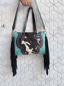 กระเป๋าโท้ทหนังวัวแท้สไตล์ตะวันตก  งานแกะสลักด้วยมือ  พร้อมพู่หนัง  กระเป๋าถือหนังทันสมัยสำหรับผู้หญิง  ใช้งานได้หลากหลาย - Product Image 3