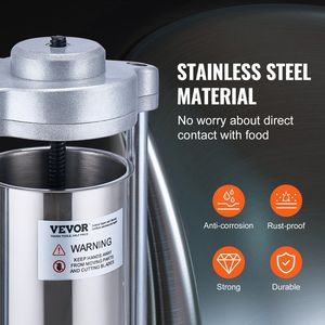 Embutidora Manual de Salchichas de Acero Inoxidable 304 de Grado Alimenticio, 2L/5LBS, Máquina Vertical para Salchichas con Abrazadera Tipo G, 2 Unidades - Product Image 5