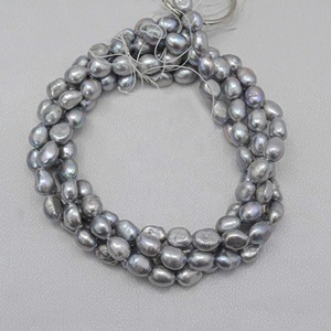 Perles d'eau douce naturelles de couleur grise de 8 mm, 10 mm, 12 mm, 14 mm, forme irrégulière, perles rondes, collier de perles véritable, nouveaux produits tendance - Product Image 1