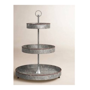 Soporte de Pastel de Aluminio de Tres Niveles, para Fiestas de Cumpleaños, Galvanizado, Precio Accesible, Hecho a Mano - Product Image 5