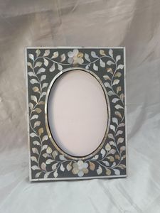 Premium Mosaic Mother Of Pearl Picture <b>Frame</b> <b>Black</b> & White Hand Inlaid Photo Display Elegant Wedding Gift & Vintage Living Room - Product Image 2