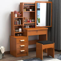 Ensemble coiffeuse moderne avec miroir LED, tabouret rembourré, bureau en bois avec rangement et écran LED pour chambre à coucher