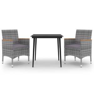 Conjunto de Comedor de Jardín de Mimbre Sintético Gris, Durabilidad Media - Product Image 2