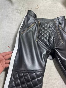 กางเกงหนังแท้ทรงสลิมฟิตสำหรับขี่มอเตอร์ไซค์ สีดำ คุณภาพสูง ขายส่งจำนวนมาก - Product Image 6