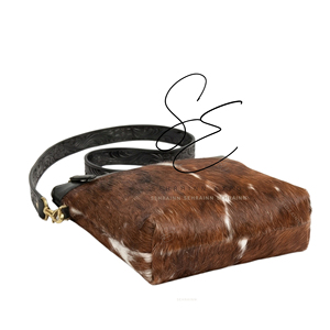 Real Leather Crossbody <b>Bag</b> with Real Fur Zipper Closure Bohemian Fashion Nylon Lining Daily Use Purse <b>Mini</b> Shoulder <b>Bag</b> - Product Image 3