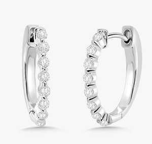 Diamond <b>Hoop</b> <b>Earrings</b> 14K 18K <b>Solid</b> Gold Minimalist Round Cut Lab Grown 12.5mm Snap Lock Luxury Huggies Fine Jewelry Manufacture - Product Image 5