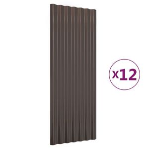 Ensemble de 12 panneaux de toiture en acier galvanisé ondulé 39,4''x14,2'' couleur marron - Product Image 2