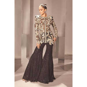 Vestidos de Noche, Hermosa Ropa Occidental, Top con Trabajo de Lentejuelas y Plazzo - Product Image 4