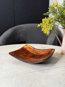 Plato rústico de madera de olivo con borde natural, hecho a mano, platos de madera de olivo duraderos, vajilla rústica para servir papas fritas, frutas, dulces y más. - Product Image 2