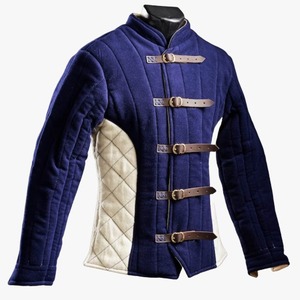 Handmade Medieval Gambeson Full Sleeve Long Cotton Padded Armor Coat Reenactment <b>Jacket</b> <b>Mandarin</b> <b>Collar</b> Belt Closure Halloween - Product Image 1