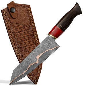 Couteau de cuisine artisanal en cuivre à motif damas pour la cuisine en plein air, avec manche décoratif en bois, idéal pour la randonnée et les pique-niques - Product Image 5