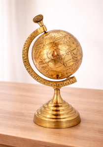 Globo Terráqueo Decorativo de Latón Vintage con Acabado Dorado, Adorno de Escritorio Clásico para Estudio, Oficina, Hogar, Decoración de Viajes - Product Image 2