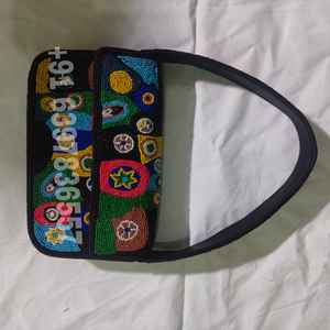 Bolso de mano bordado con cuentas para mujer, con asa de cadena de resina, cartera de noche, bolso de boda nupcial, bolso de hombro de moda étnica para fiesta - Product Image 1