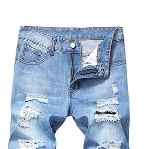 Jeans pour hommes de style streetwear, couleurs personnalisées, tissu adouci, coupe régulière, style punk, design high street, taille élastique - Product Image 3