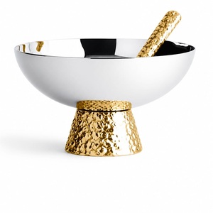 Luxury Aluminum Pedestal Fruit Bowl Gold Textured Base Decorative Serving Centerpiece Bowl for Home Hotel Table Decor - Product Image 1