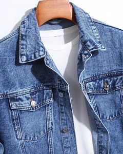 Chaqueta Vaquera para Hombre, Tela de Lona Ecológica, Resistente al Viento, Informal, Transpirable, con Logotipo Personalizado, Color Personalizado, Venta al Por Mayor - Product Image 4