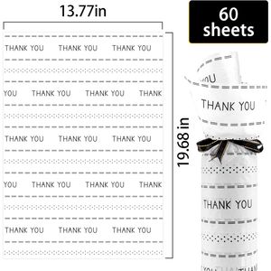 60 Fogli di Carta Velina Bianca 50x35 cm con Scritta 'Grazie' per Confezioni Regalo, Piccole Imprese - Product Image 2