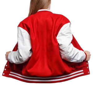 Personalized Women's Knitted Satin Varsity Jacket Embroidered College Letterman Stripe Plus Size <b>Fabric</b> Dyed Quilted Windproof - Product Image 4
