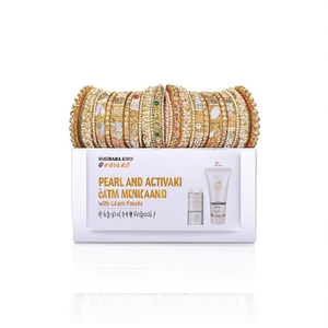 Pearl and Kundan Meenakari <b>Bangles</b> <b>Set</b> with Glam Finish - Product Image 2