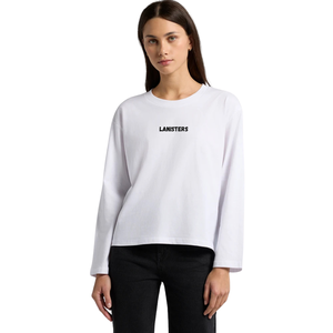 <b>Womens</b> O Neck Long Sleeve T Shirt Loose Fit Small Chest Print Clean <b>Back</b> Casual Wholesale Custom OEM Cotton Jersey Tee Shirt Top - Product Image 1