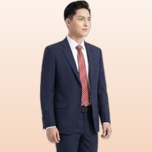 Costume d'affaires bleu marine pour homme ANIMA, simple boutonnage, col cranté, anti-plis, mélange de laine, tenue formelle - Product Image 3
