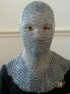 Coif en maille de fer doux et d'aluminium traditionnel, léger et entièrement 3D, pour armure médiévale et costume de la Renaissance - Product Image 1