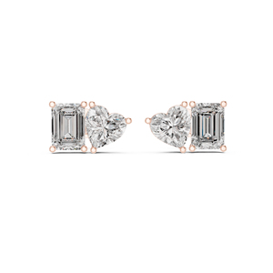 Pendientes de Oro Blanco de 14K con Corazón y Esmeralda, Diamantes Cultivados en Laboratorio para Mujer |   Regalo de Aniversario |   Diamante Cultivado Nuevo - Product Image 2