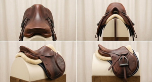Silla de Montar Premium de Cuero Marrón para Salto, Cómoda para Montar a Caballo, con Estribos y Acolchado Suave - Product Image 3