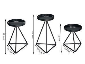 Ensemble de 3 bougeoirs en métal noir, supports de bougies géométriques, décoration de centre de table, vente en gros pour l'exportation - Product Image 5