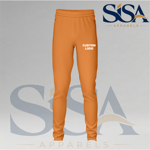 Custom Orange Men's <b>Elastic</b> <b>Waist</b> Flat <b>Trouser</b> Pant Cotton Fleece Quick Dry Regular Fit Sportswear - Product Image 2