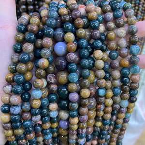 Cuentas Redondas Lisas de Ágata Oceánica Natural para Pulseras, Collares, Fabricación de Joyería DIY, Lote al por Mayor - Product Image 4