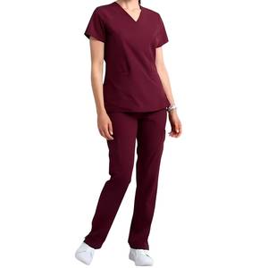 Tenue d'assistant dentaire, ensemble de blouses et pantalons de travail pour clinique médicale, en mélange de coton respirant, haut à col en V et pantalon droit, fabricant - Product Image 2