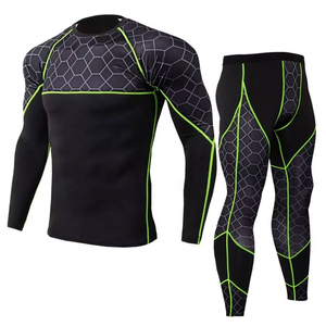 Combinaisons de plongée à manches longues pour hommes avec logo personnalisé, protection solaire UV, compression, séchage rapide, chemises de protection contre les éruptions cutanées, ensemble 2 pièces sans couture - Product Image 1